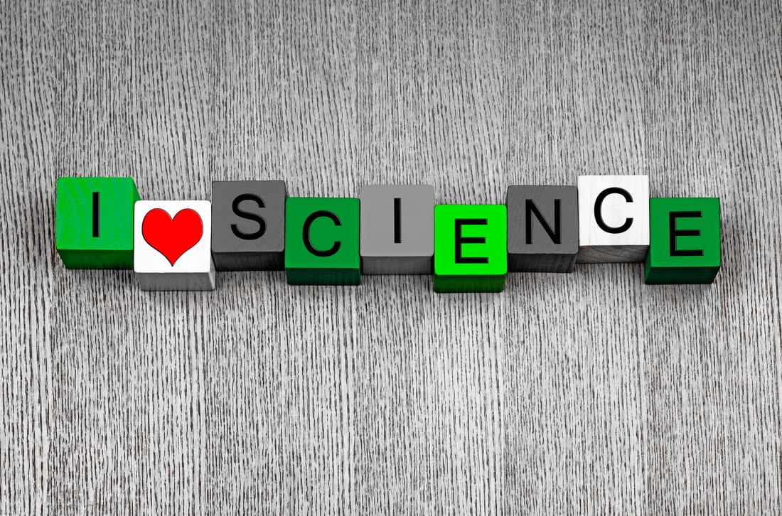 I Love Science - sign for scientific knowledge and education